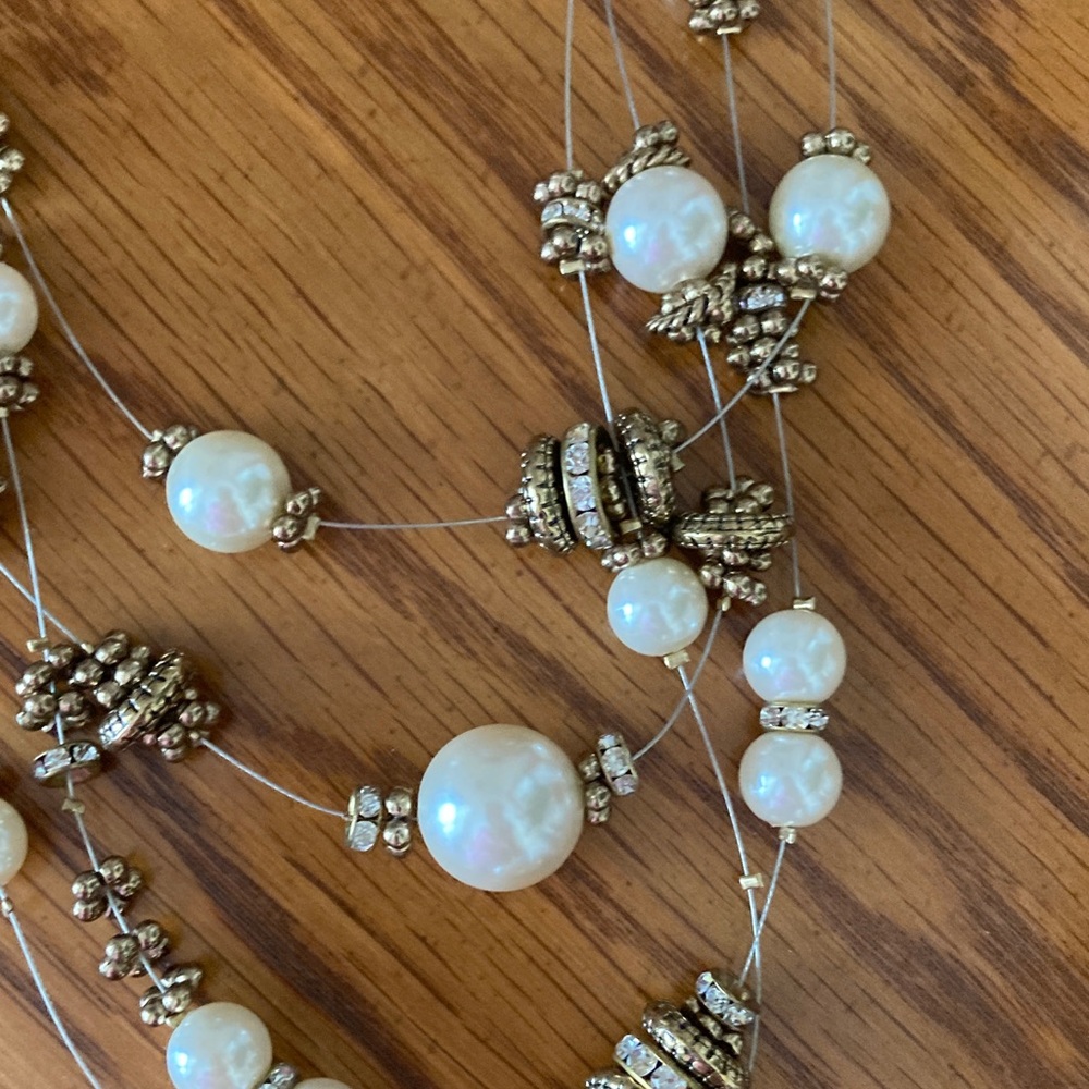 Multi-Strand Adjustable Bead Necklace with Gold Accents - Picture 2 of 4